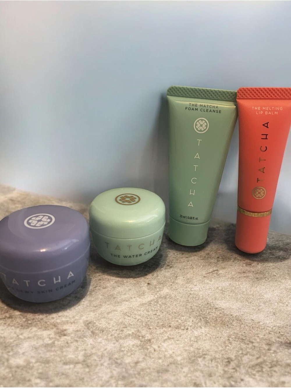 Tatcha Dewey Cream, Water Cream, matcha cleanse & lip balm travel size new